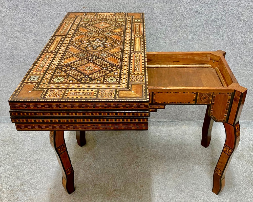 Stunning Damascus Marquetry Inlaid Games Table View IX