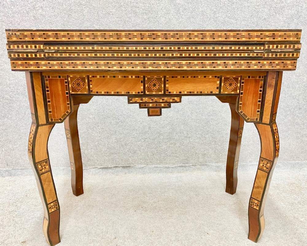 Stunning Damascus Marquetry Inlaid Games Table View X
