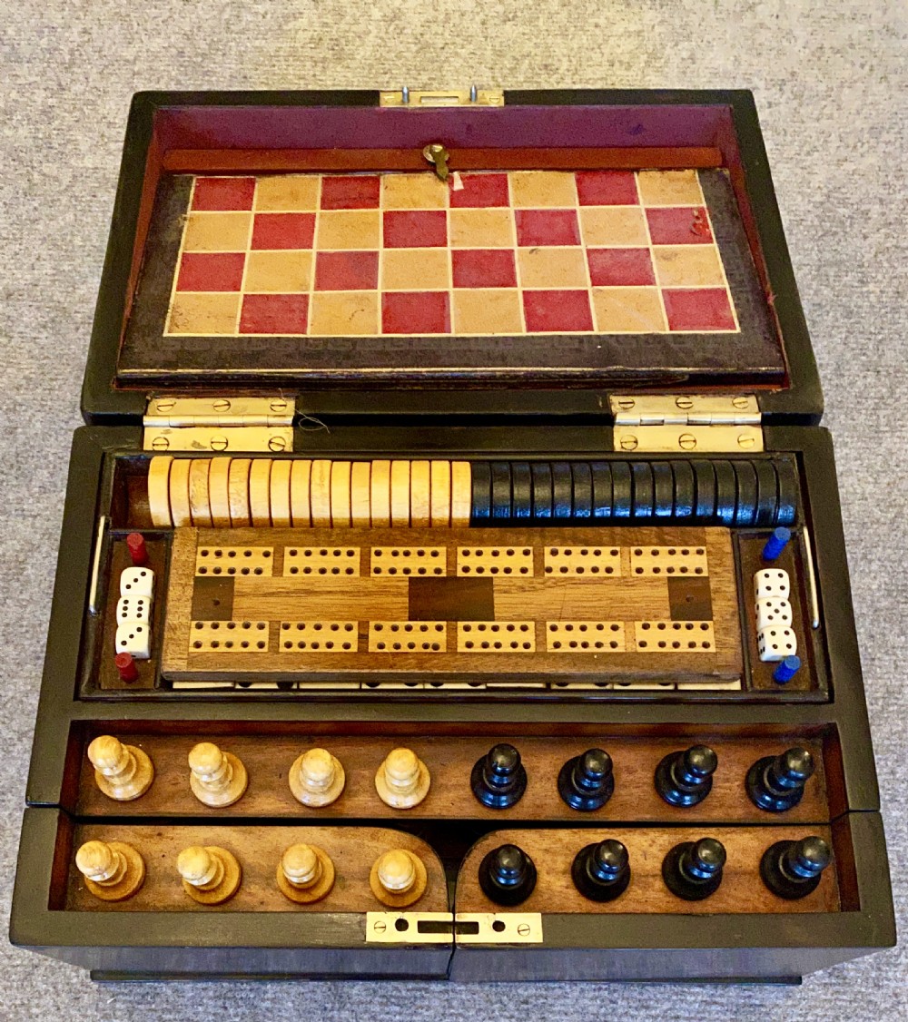 Complete Victorian Coromandel Wood Games Compendium View II