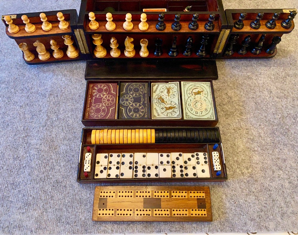 Complete Victorian Coromandel Wood Games Compendium View XI