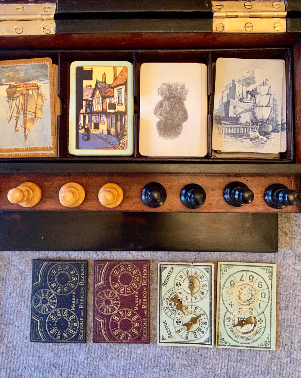 Complete Victorian Coromandel Wood Games Compendium View XII