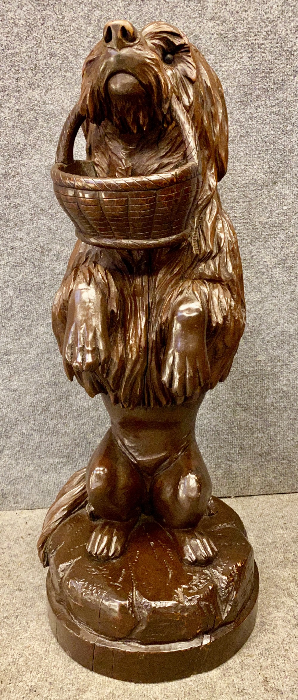 Rare Black Forest Carved Dog