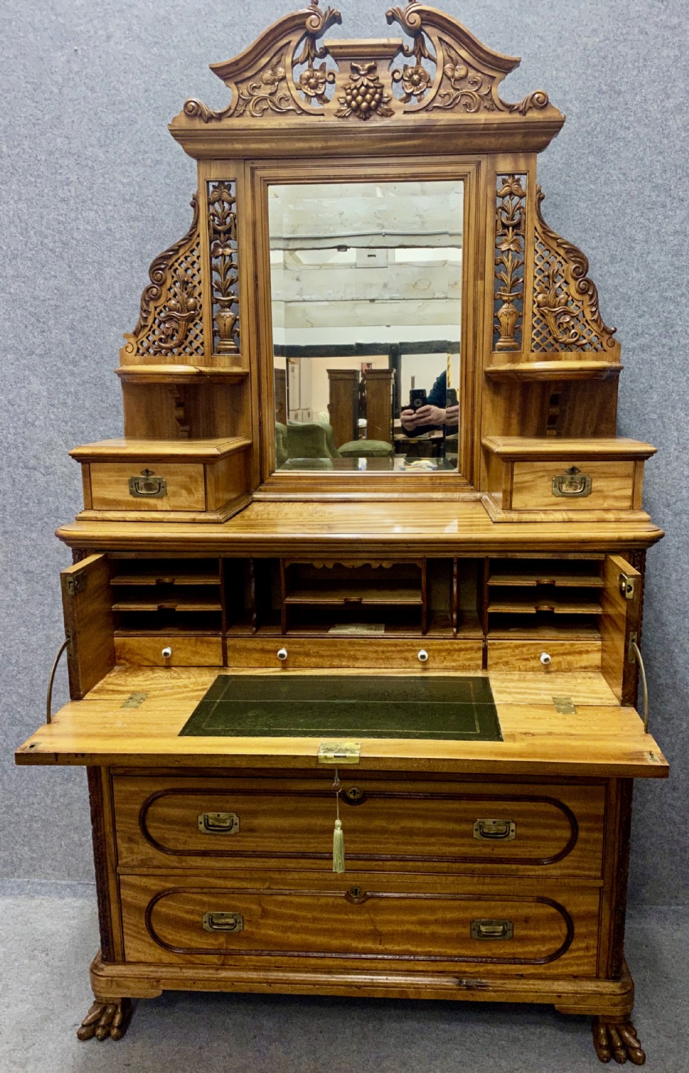 Rare Chinese Export Camphor Wood Campaign Dressing Chest