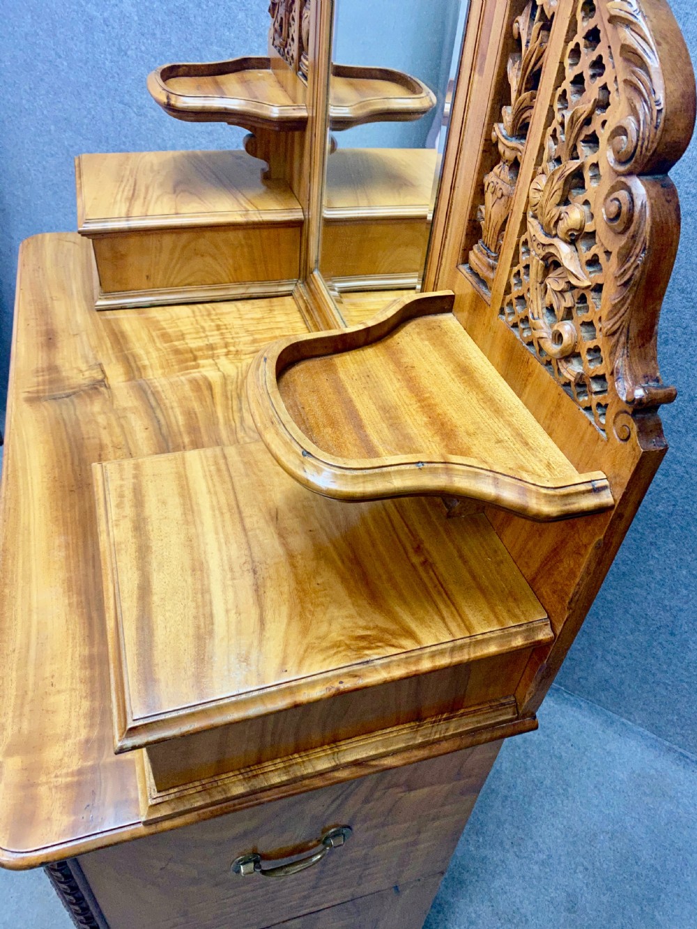 Rare Chinese Export Camphor Wood Campaign Dressing Chest View XIII