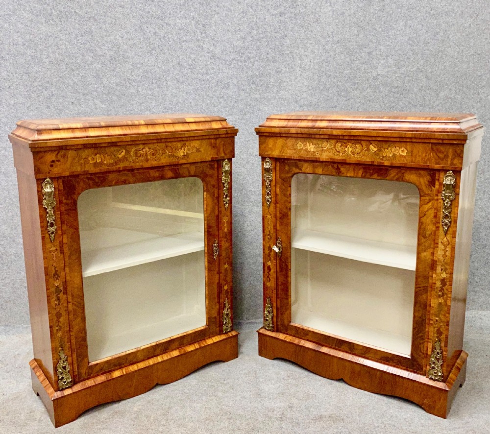 Pair of Victorian Marquetry Inlaid Side Cabinets