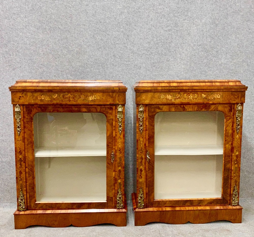 Pair of Victorian Marquetry Inlaid Side Cabinets View II