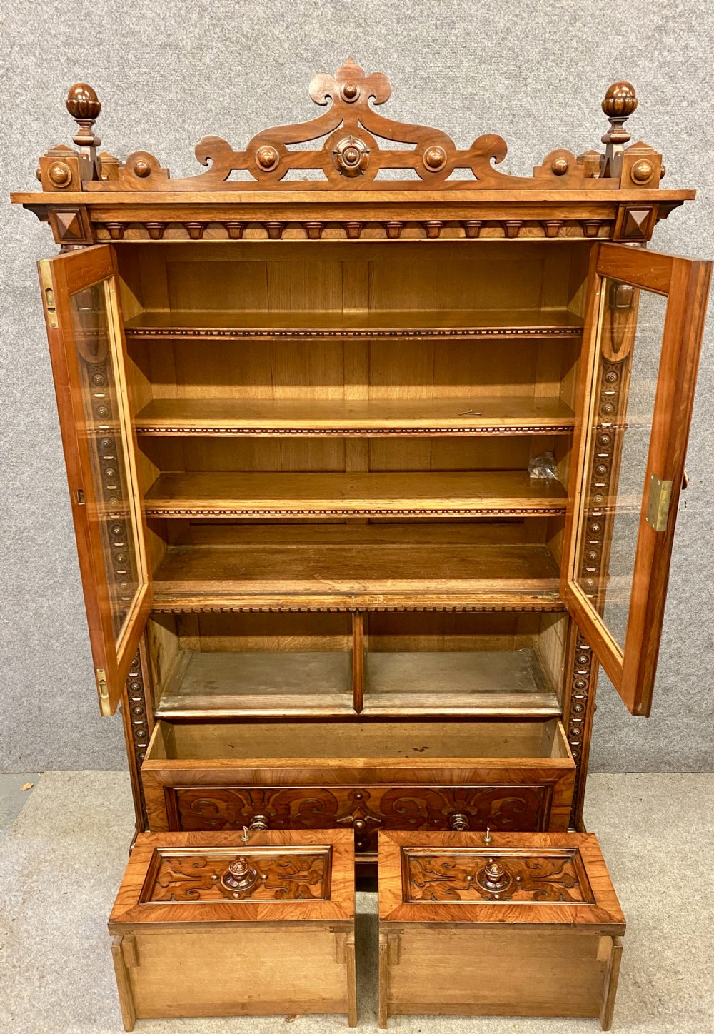 Rare Richard Hicks Bridgens  (1785 - 1846) Walnut Bookcase View X