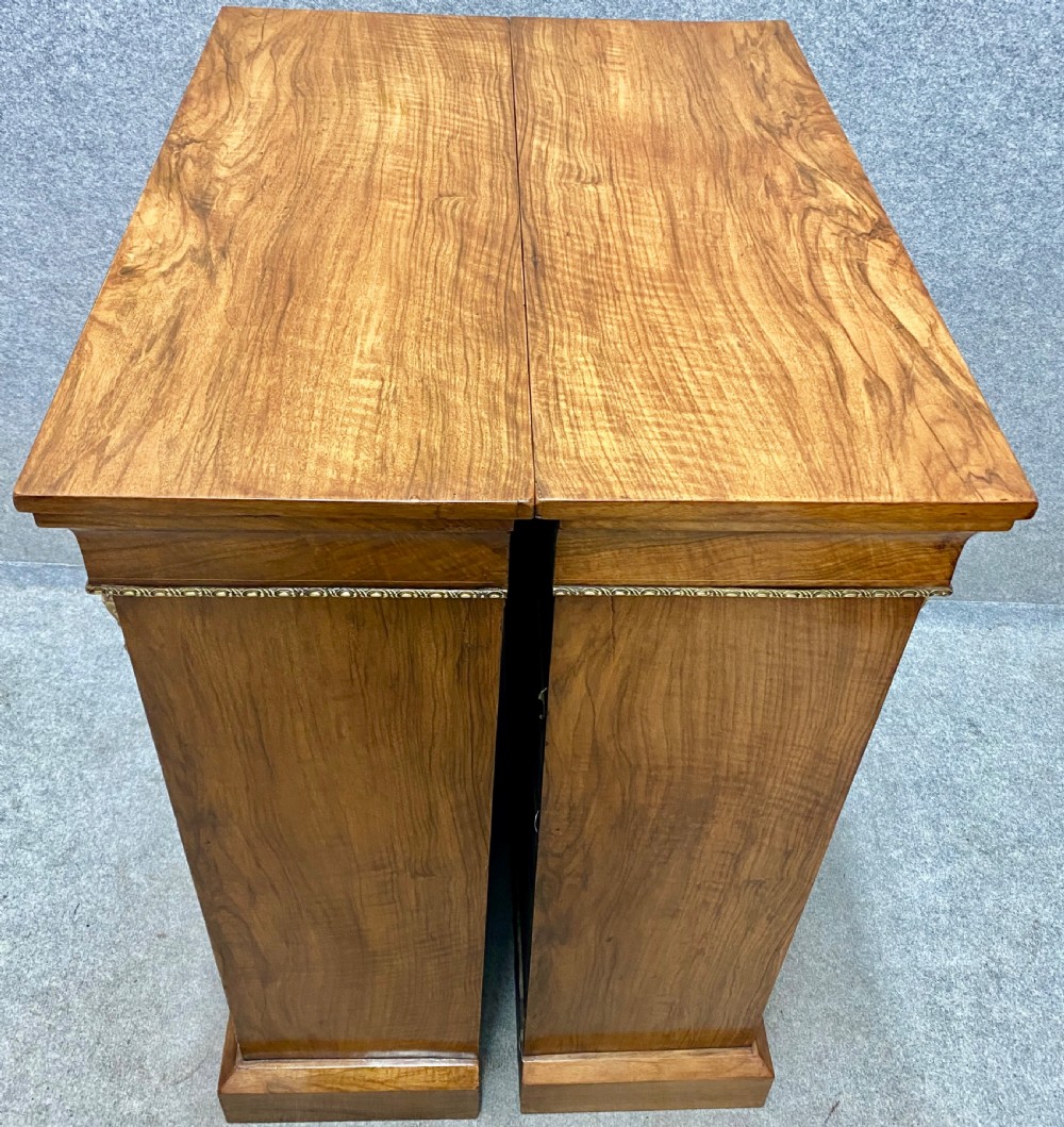 Antique Pair of Walnut & Inlaid Pier Cabinets View X