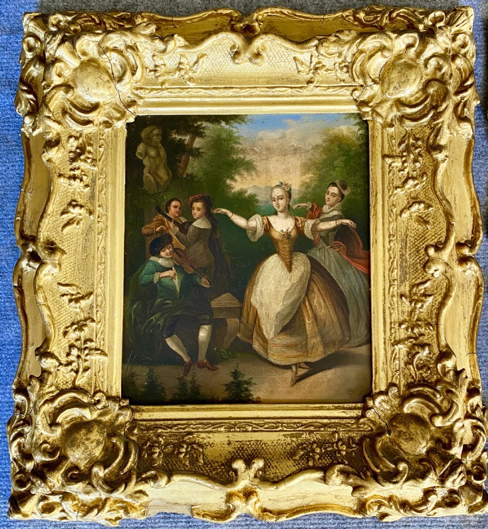 Pair 19th.C. Oil on Board Paintings View II