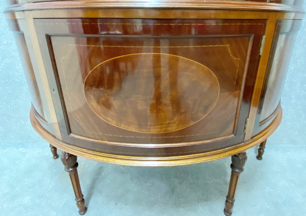 Fine Quality Mahogany & Inlaid Demi Lune Display Cabinet View III