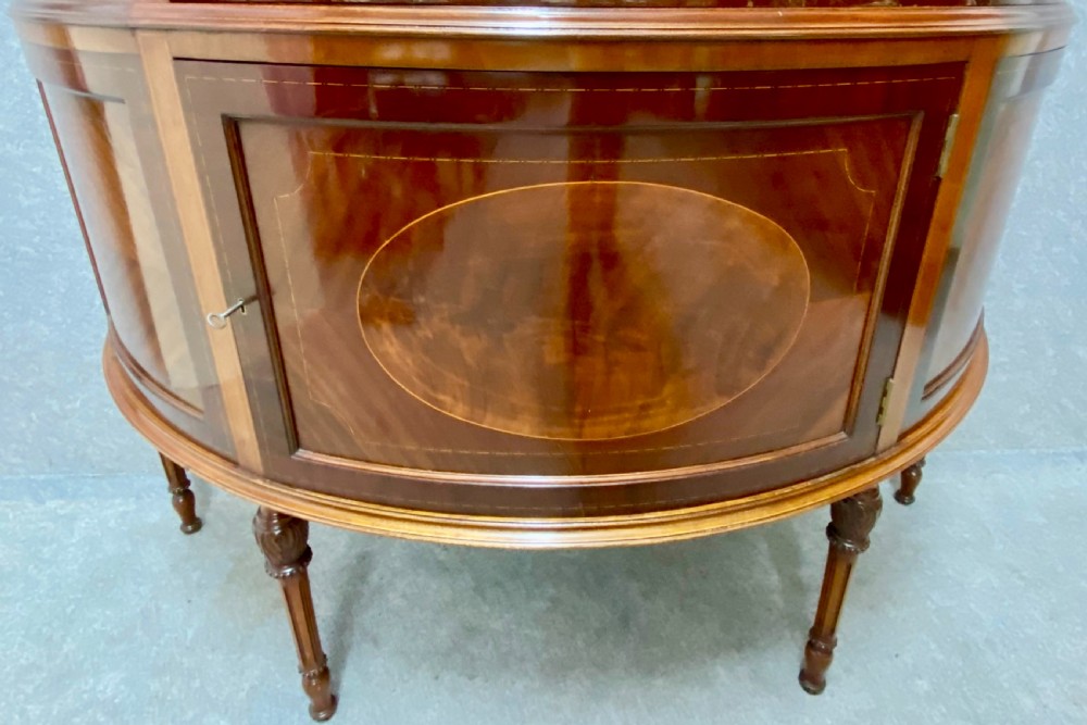 Fine Quality Mahogany & Inlaid Demi Lune Display Cabinet View X