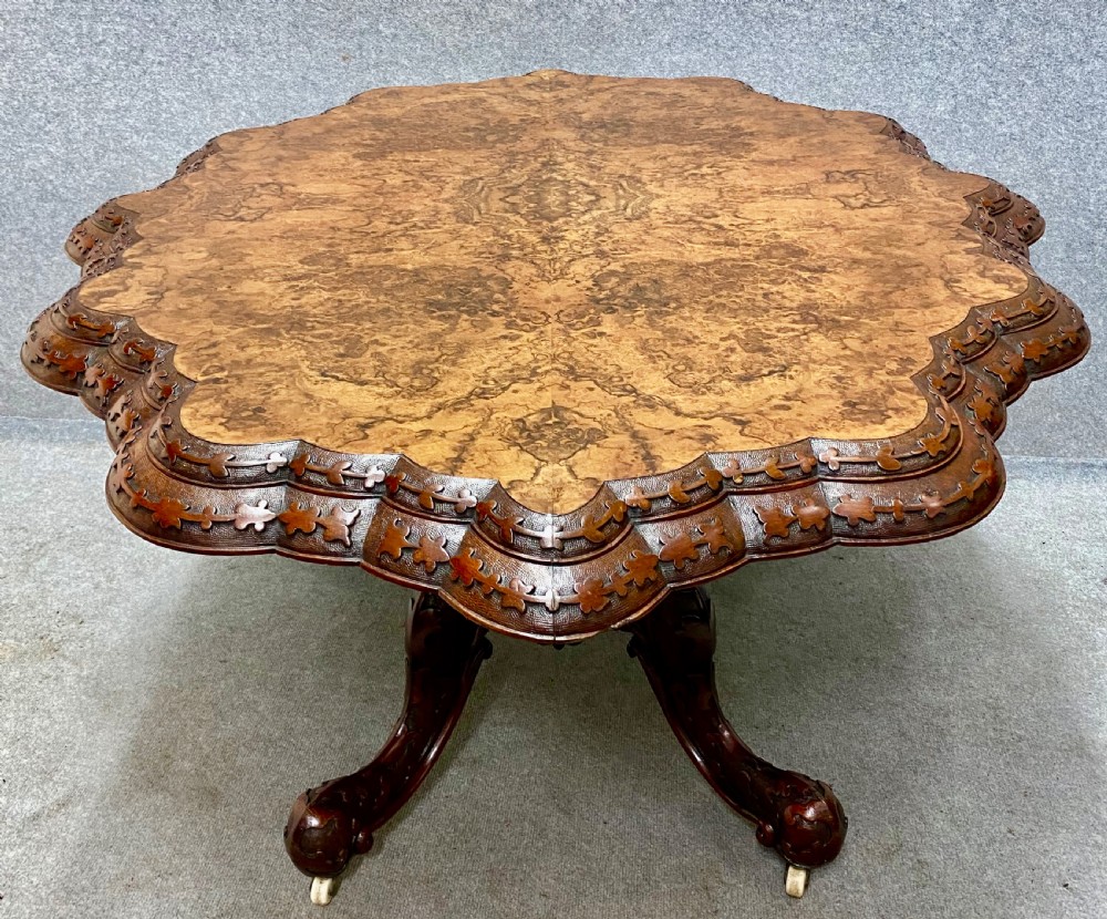 Fine Irish Antique Burr Walnut Centre Table View II