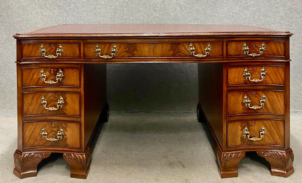 Superb Antique 18 Drawer  Chippendale Style Mahogany Partners Desk View II