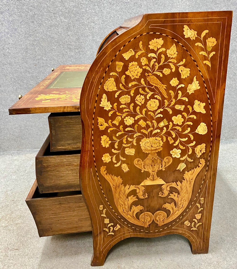 Good Late 18th C. Dutch Marquetry Cylinder Bureau View VII
