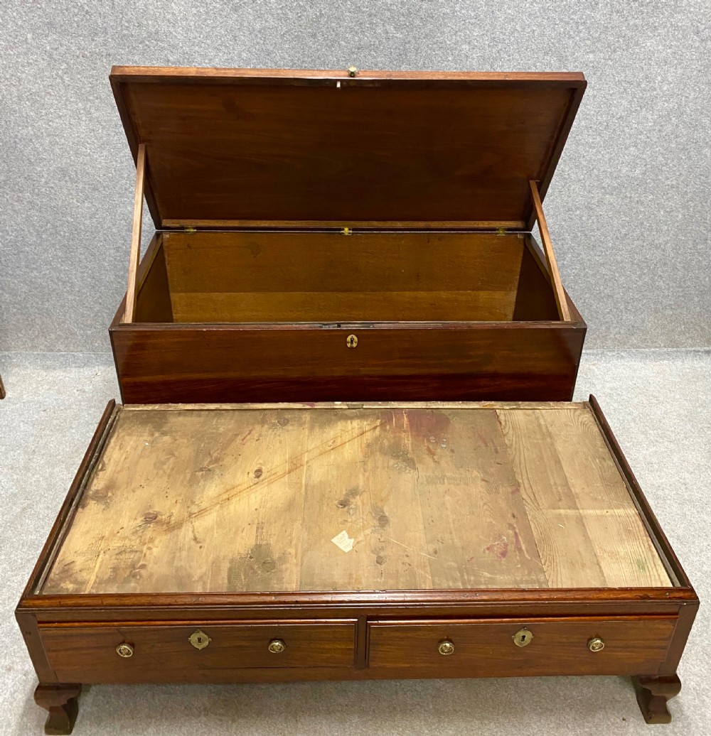 Beautifully Figured Mahogany 18th C. Silver Chest on Stand / Blanket Box View VIII