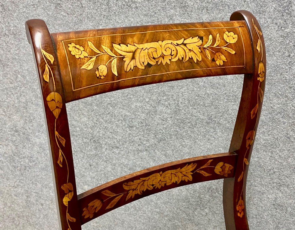 Antique Set of 6 Dutch Marquetry Dining Chairs View IX