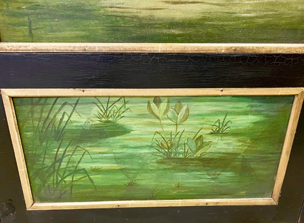 Victorian 3 Fold Oil on Canvas Full Height Screen View IX