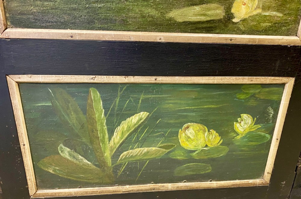 Victorian 3 Fold Oil on Canvas Full Height Screen View X