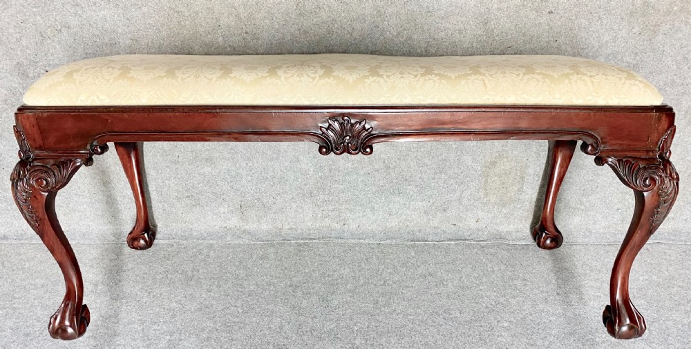 Large Chippendale Style Mahogany Stool / Window Seat