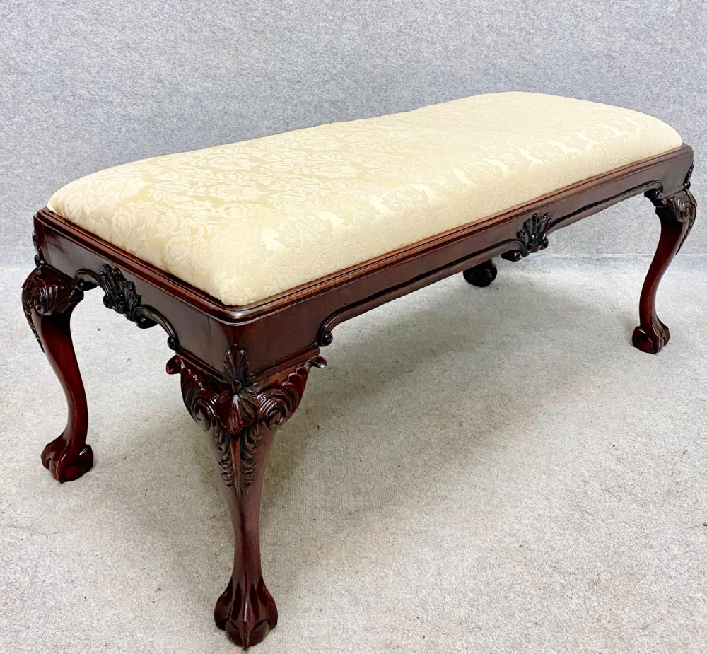 Large Chippendale Style Mahogany Stool / Window Seat View V