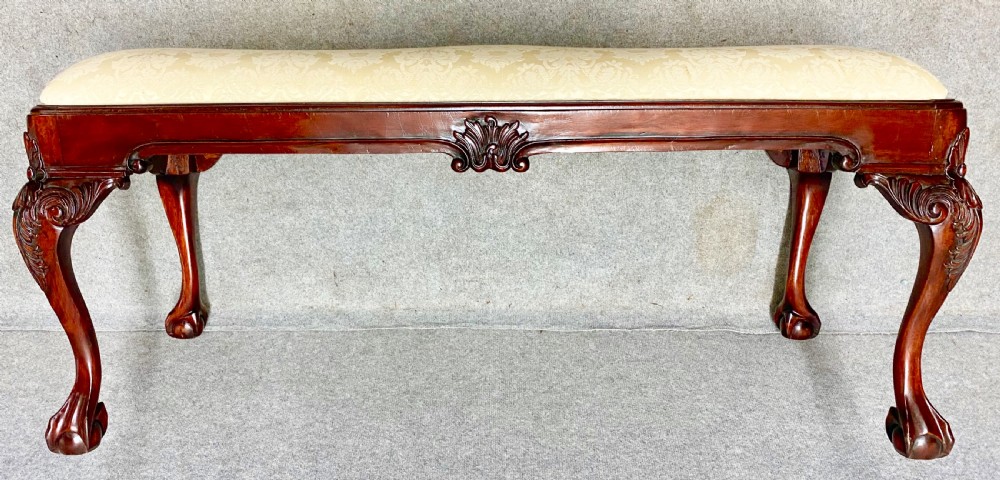 Large Chippendale Style Mahogany Stool / Window Seat View XII