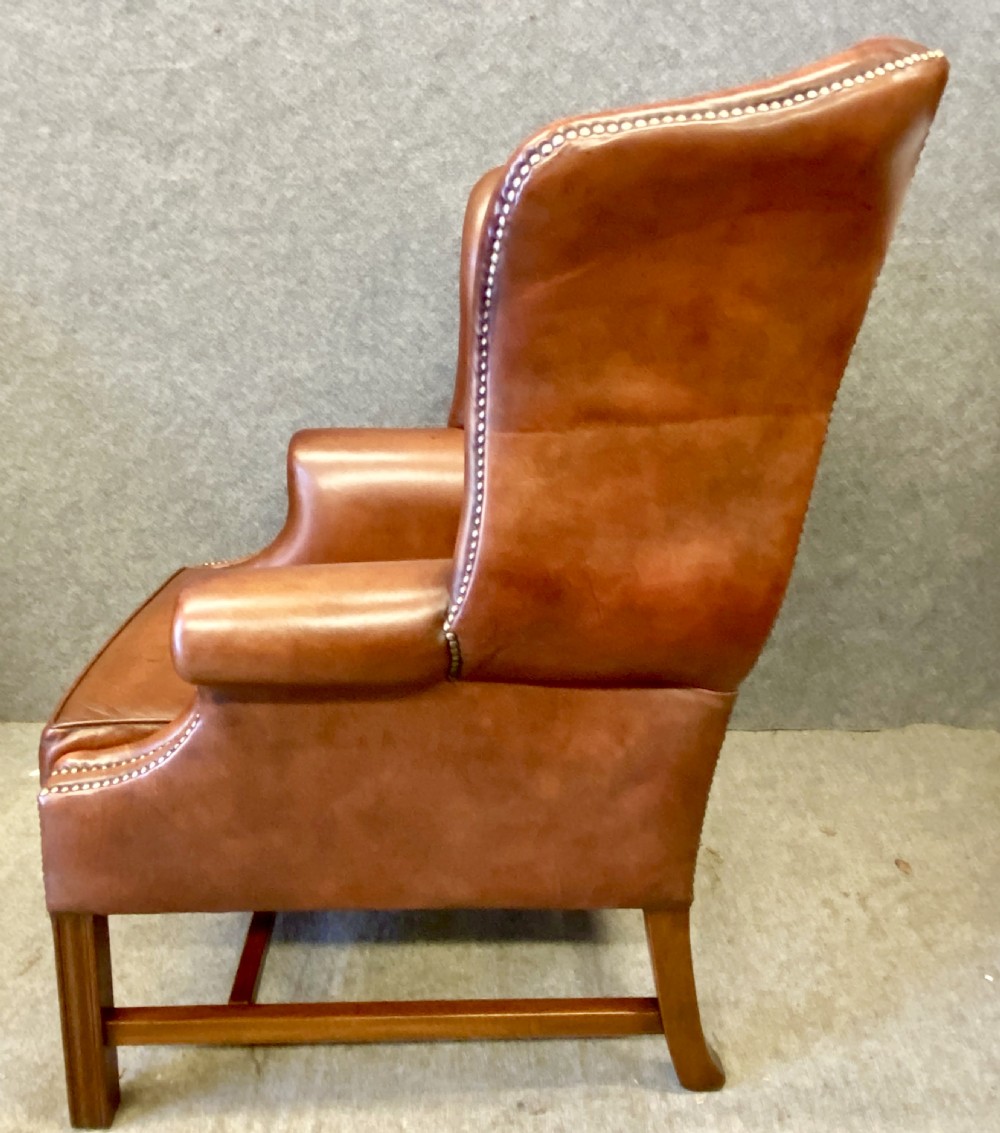 Pair Georgian Style Mahogany & Leather Armchairs View VI