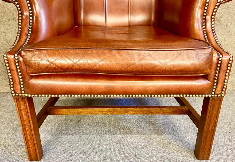 Pair Georgian Style Mahogany & Leather Armchairs View VIII