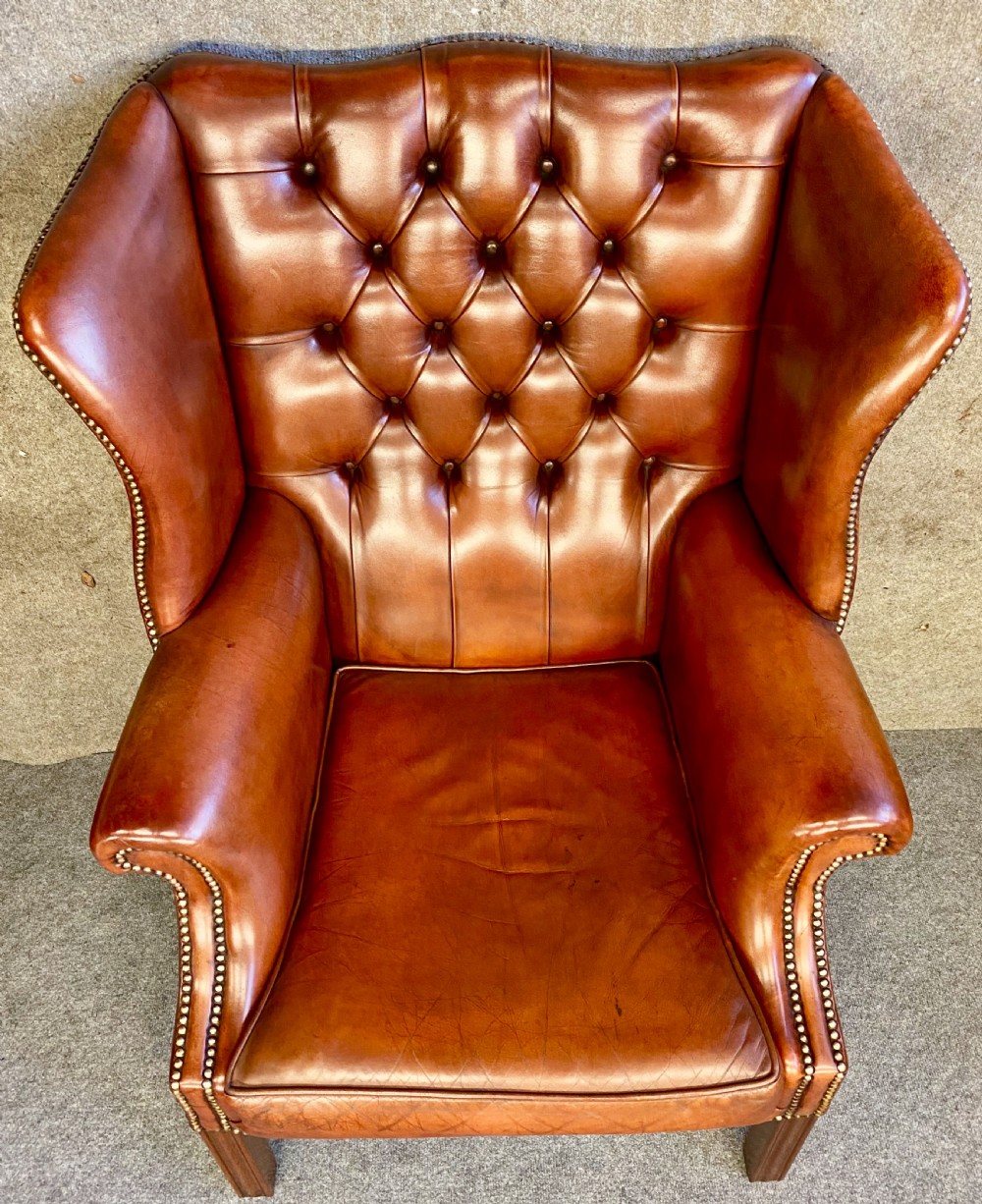Pair Georgian Style Mahogany & Leather Armchairs View IX
