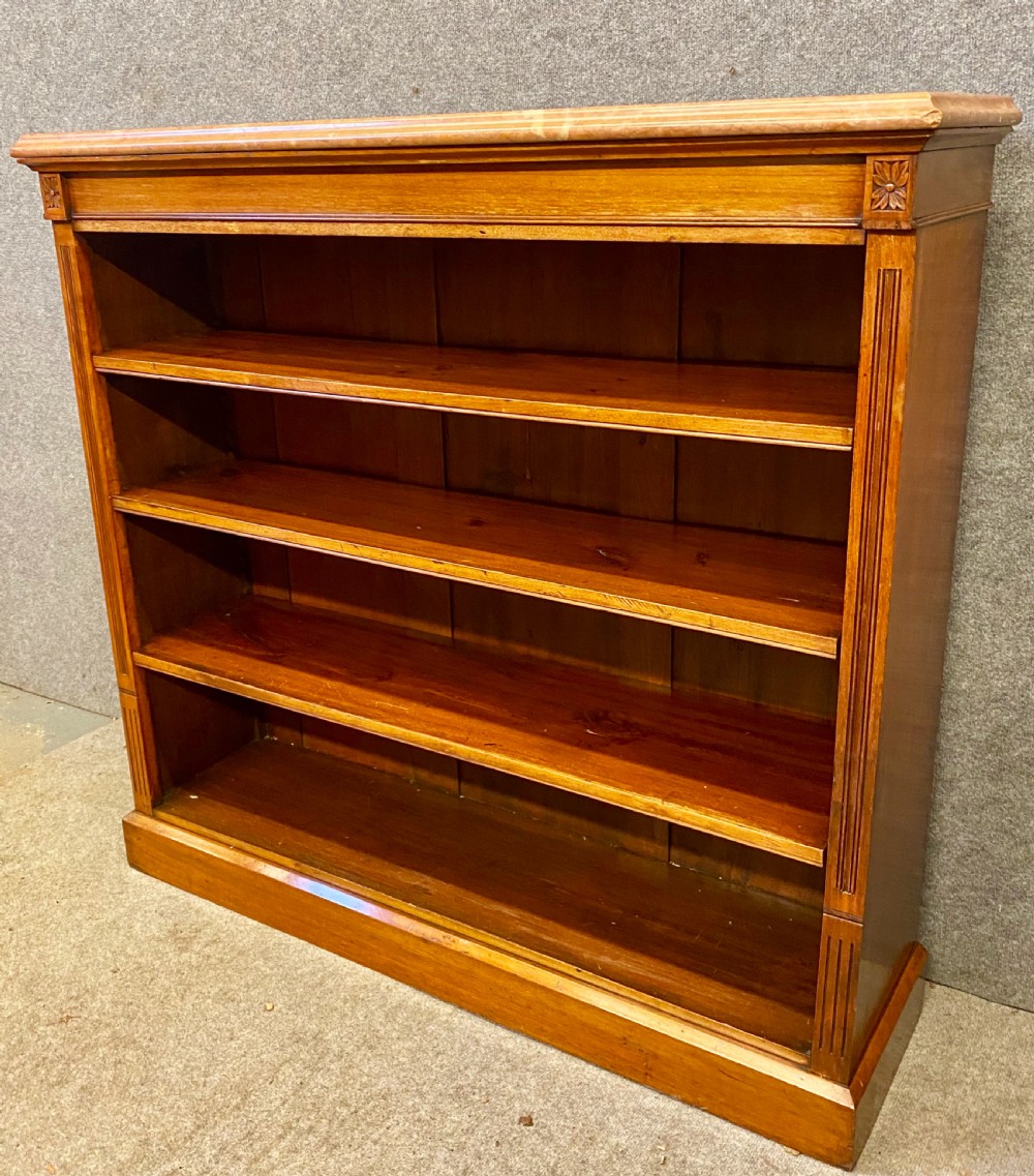 Victorian Walnut & Marble Topped Open Bookcase