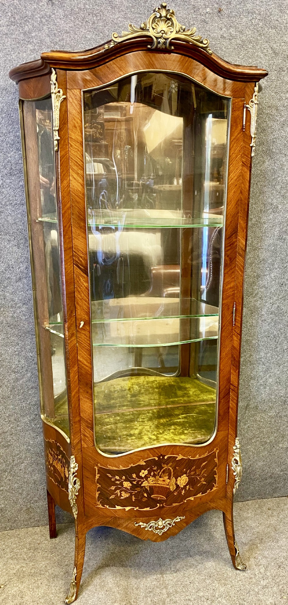 Marquetry Inlaid French Display Cabinet Vitrine
