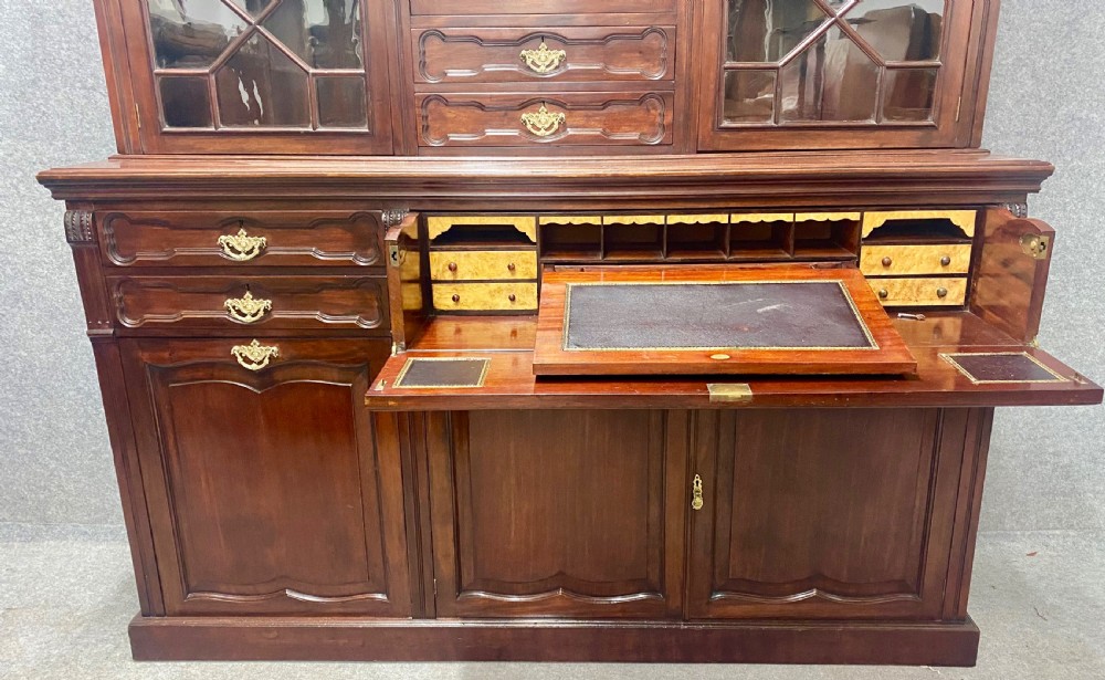 Unusual Antique Mahogany Secretaire Bookcase View III