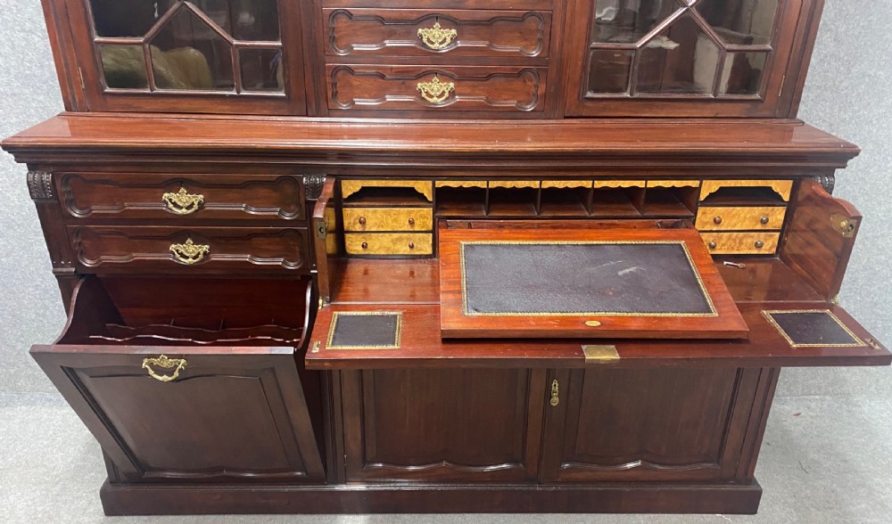 Unusual Antique Mahogany Secretaire Bookcase View IV