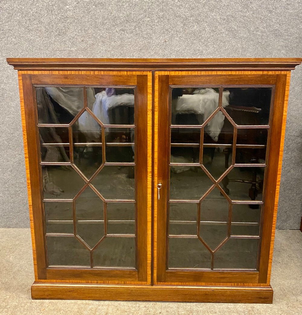 Antique Pair of Edwardian Inlaid Bookcases View V