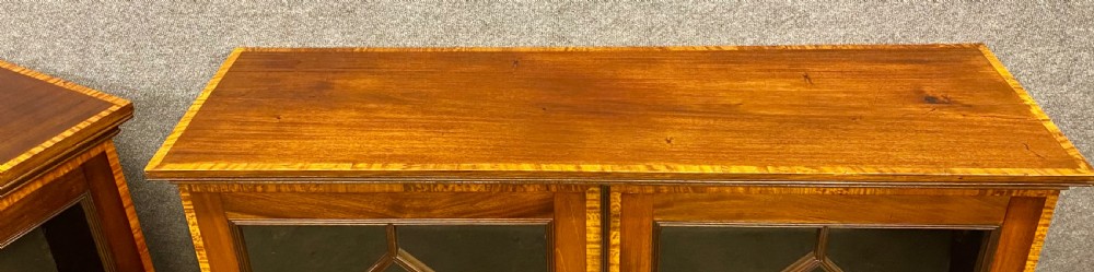 Antique Pair of Edwardian Inlaid Bookcases View VIII