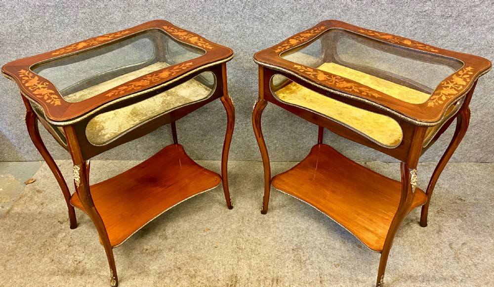 Pair of Edwardian Inlaid Bijouterie Cabinets View III