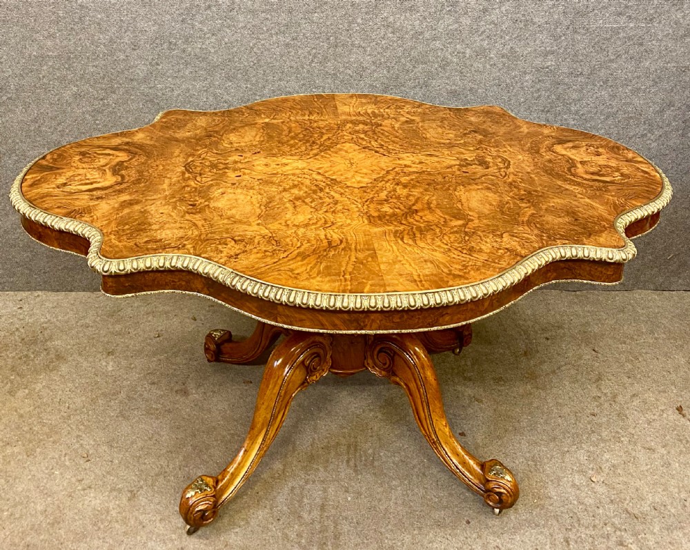 Stunning Victorian Burr Walnut & Ormolu Mounted Centre Table View V