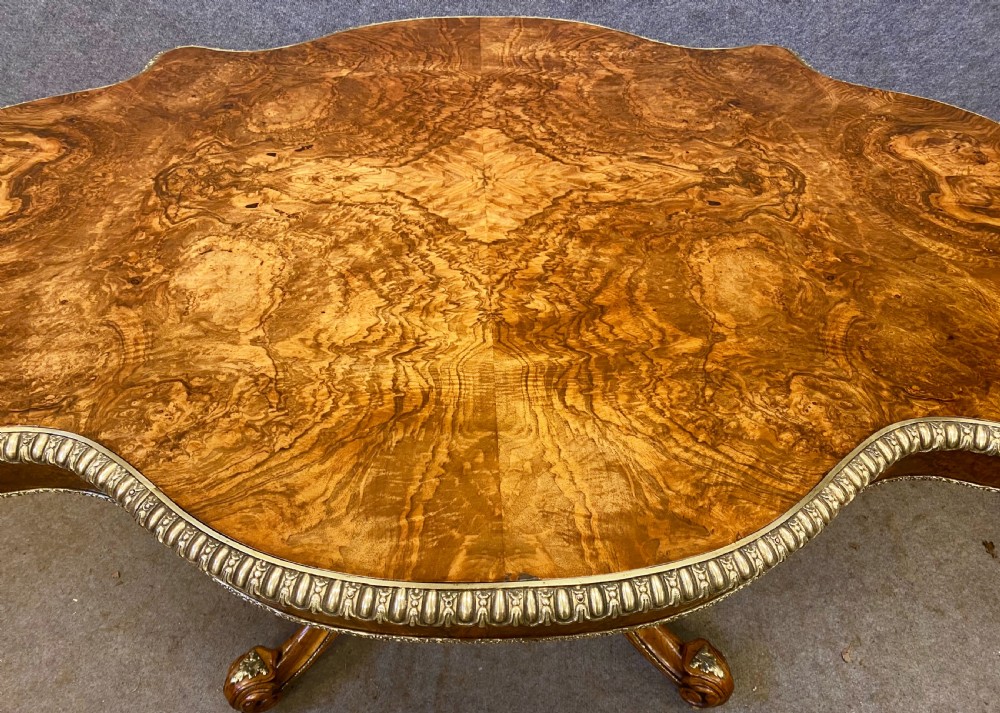Stunning Victorian Burr Walnut & Ormolu Mounted Centre Table View VI