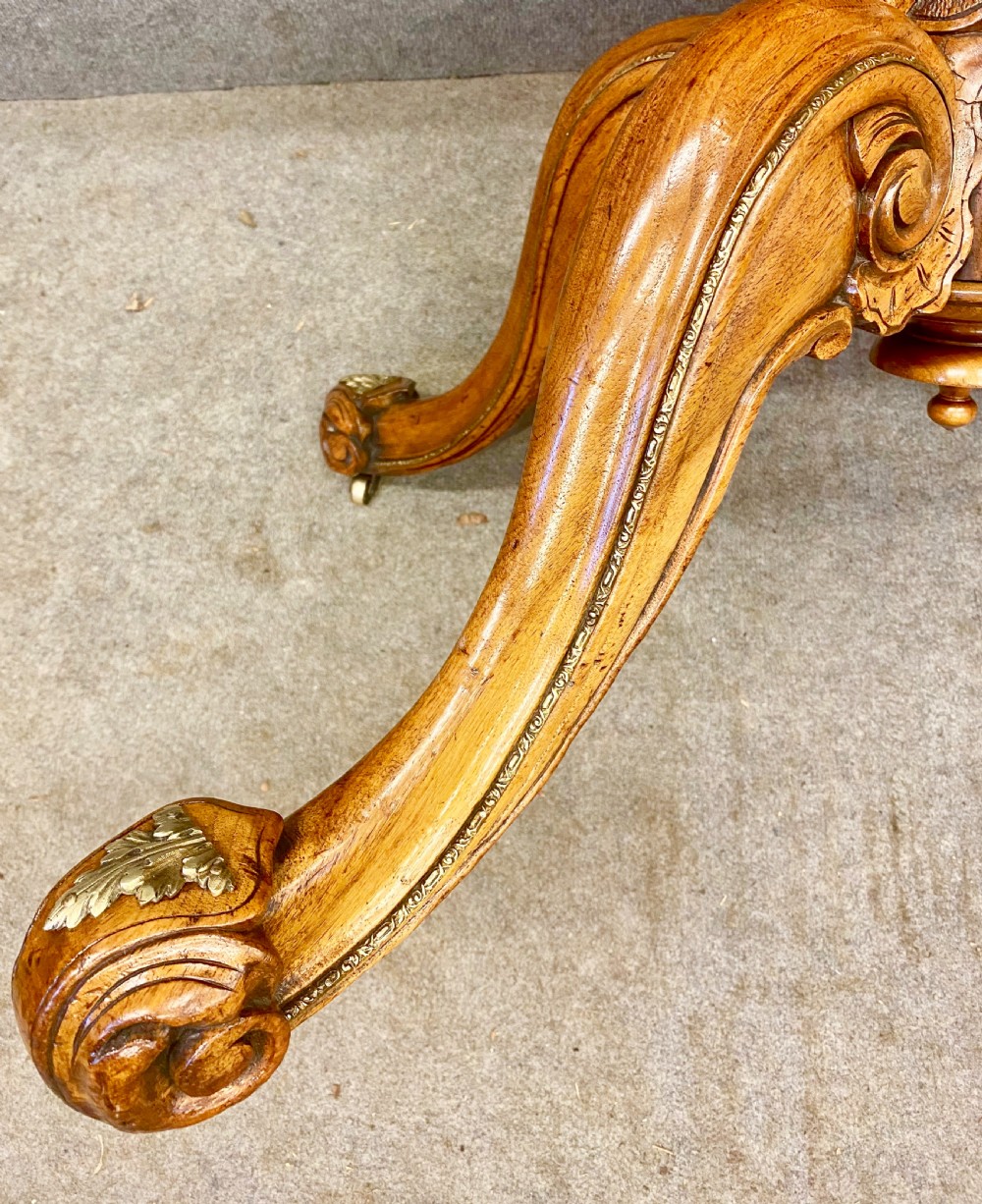 Stunning Victorian Burr Walnut & Ormolu Mounted Centre Table View IX