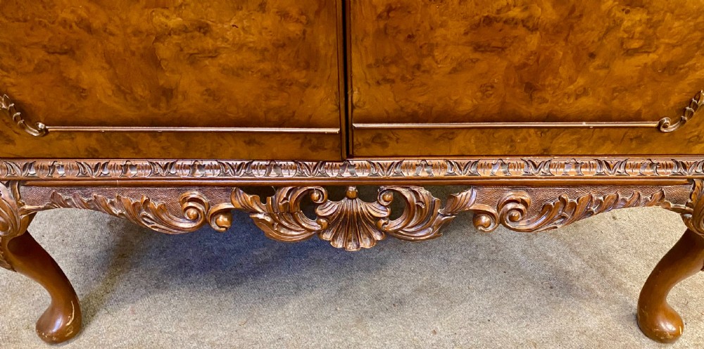 Queen Anne Style Burr Walnut Cocktail Cabinet View VI