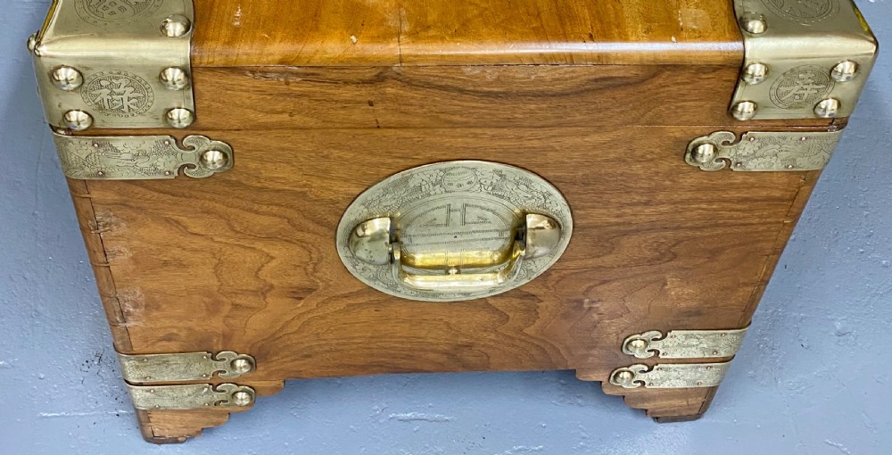Superior Chinese Camphor Wood Campaign Trunk View VI