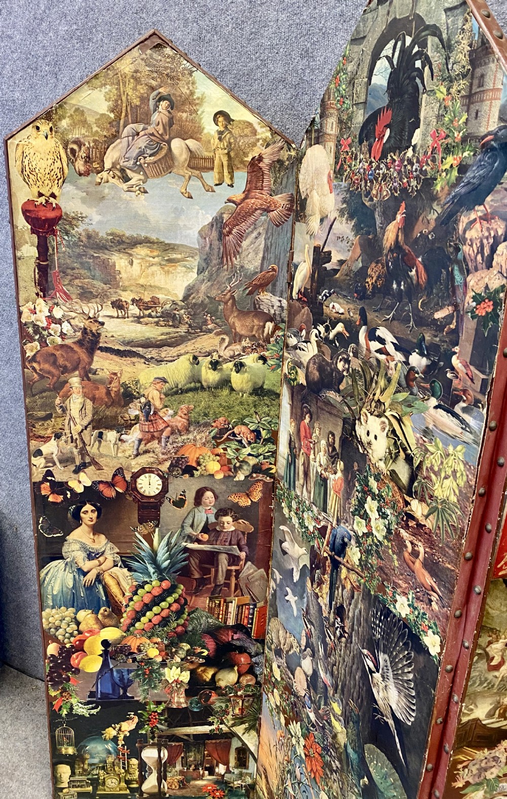 Antique Double Sided Decoupage Screen View II