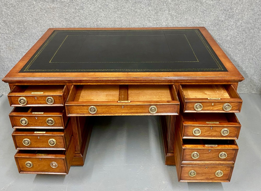 Quality Large Victorian Mahogany Partners Desk View X