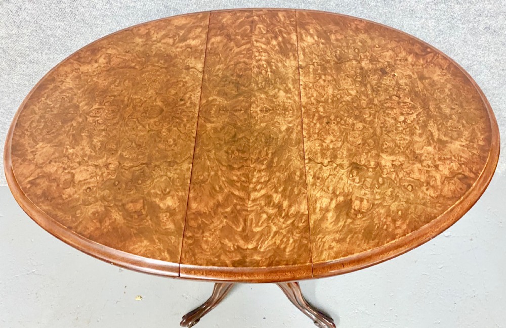 Victorian Burr Walnut Drop Leaf Occasional Table View II