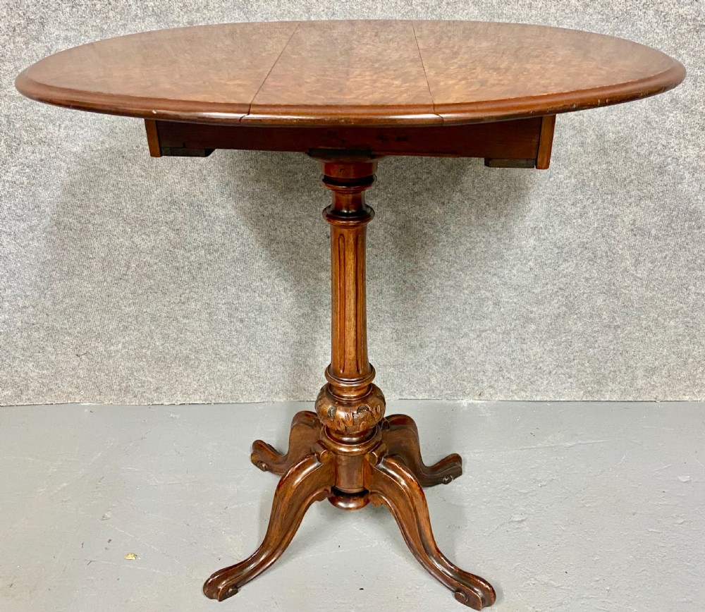 Victorian Burr Walnut Drop Leaf Occasional Table View III