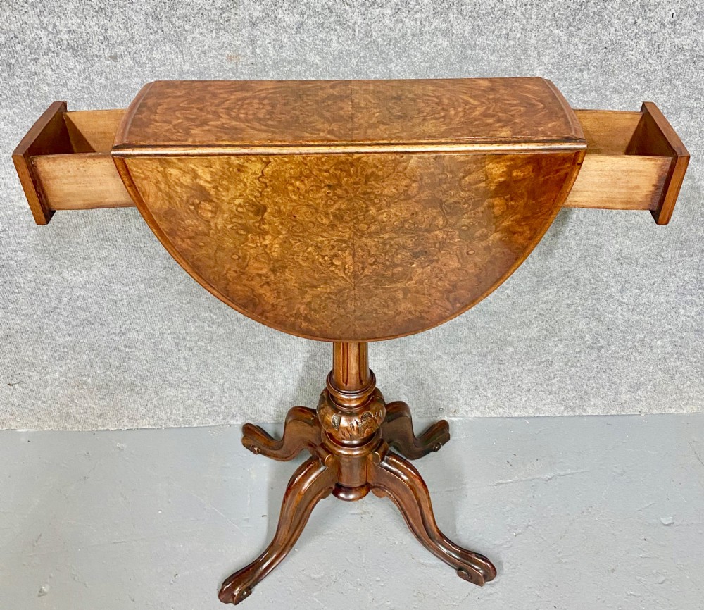 Victorian Burr Walnut Drop Leaf Occasional Table View IV