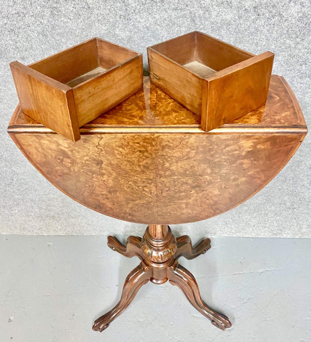 Victorian Burr Walnut Drop Leaf Occasional Table View VI