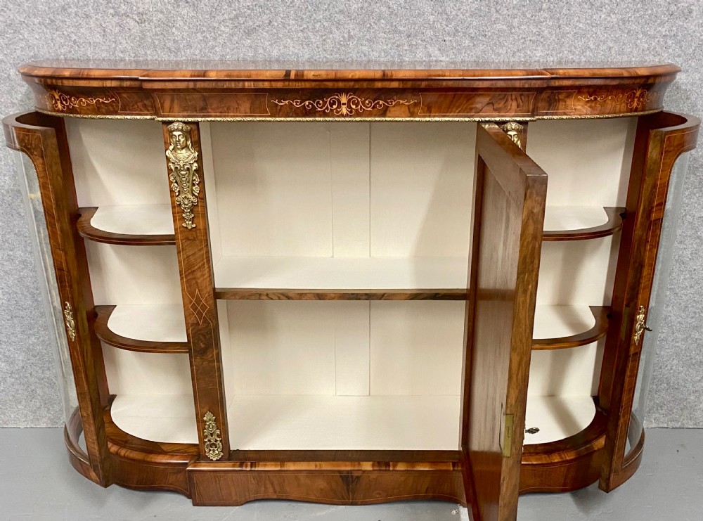 Fine Victorian Burr Walnut Credenza Side Cabinet View VI