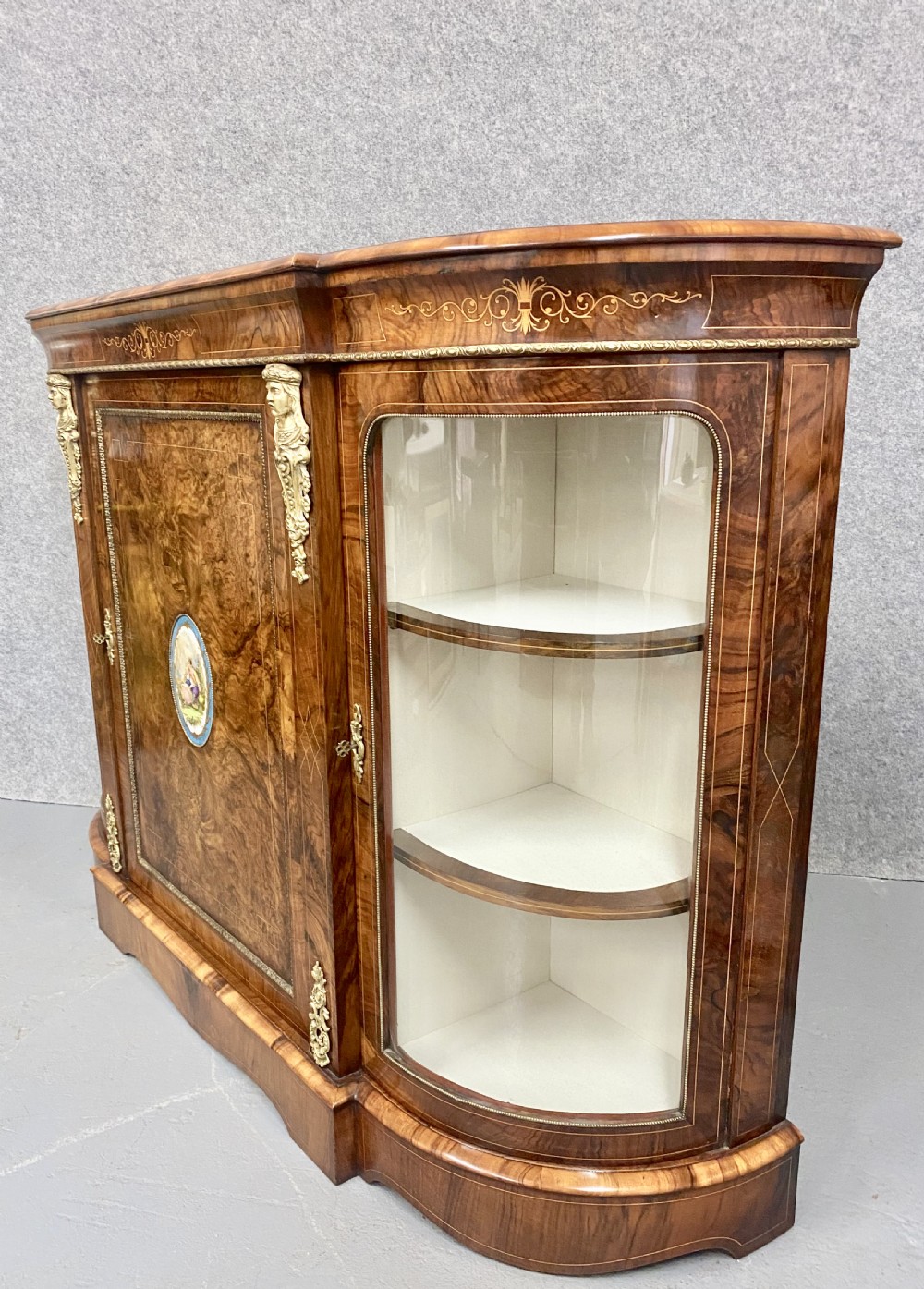 Fine Victorian Burr Walnut Credenza Side Cabinet View X