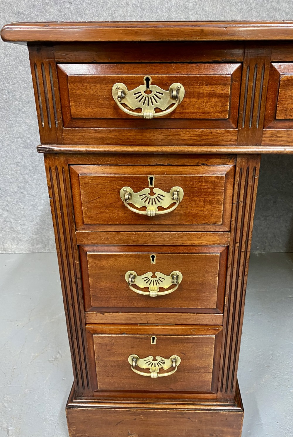 Small Antique Mahogany Pedestal Desk View V