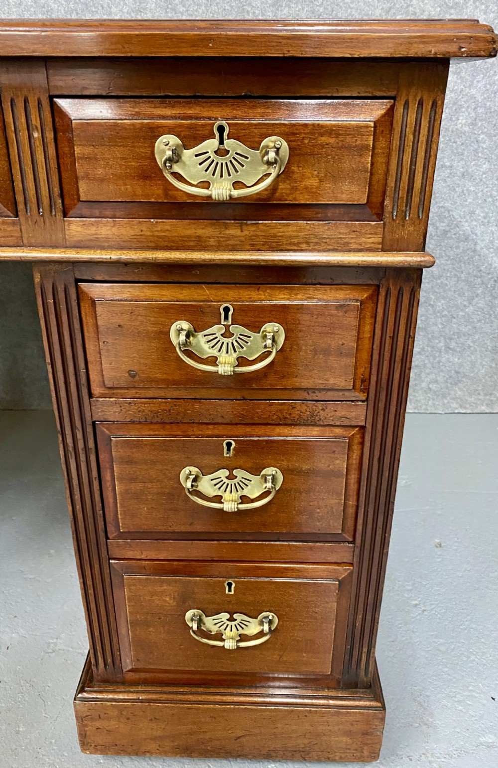 Small Antique Mahogany Pedestal Desk View VI